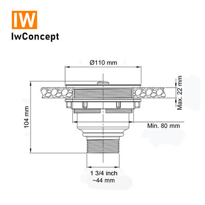 IwConcept S3001 110mm (1 3/4in) 304 Steel
