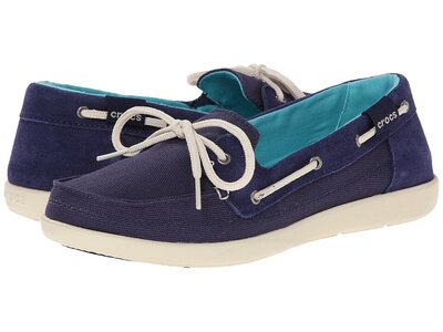 Crocs Walu Boat Shoe 33.5 (Nautical Navy/Stucco)