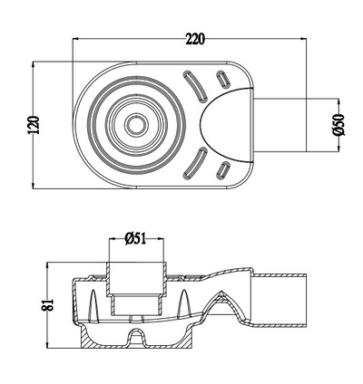 Daweier Shower Drain Base DL-02 (50/50mm)